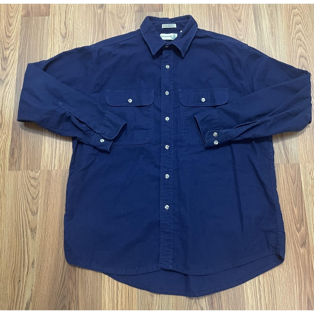 Fieldmaster Flannel Button Up Mens XL Blue Workwear Outdoor
